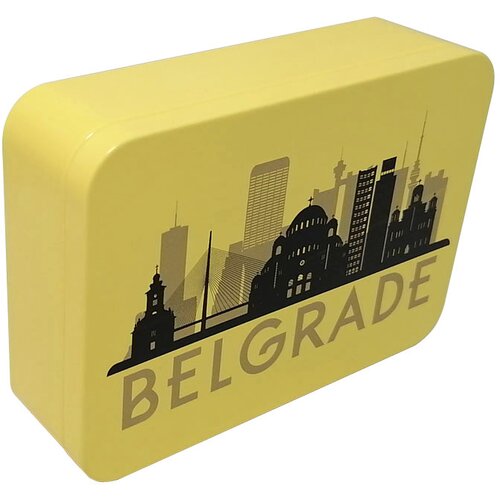Metalna kutija Belgrade 14,2x10x3 cm zlatno žuta Cene