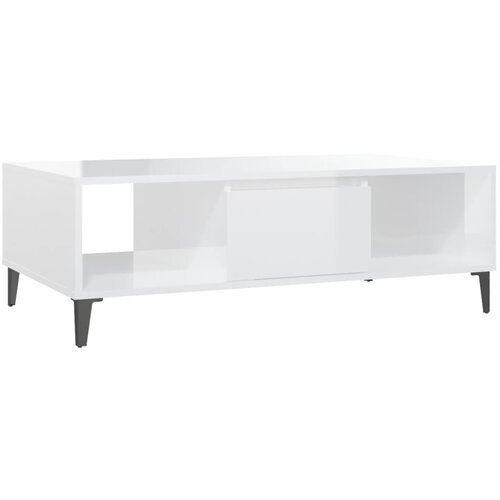 Maison Chic Klubska mizica - kavna mizica - Nizka mizica visok sijaj bela 103,5x60x35 cm iverna plo&amp;scaron;ča, (21752695) Slike