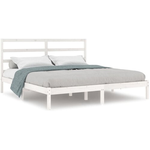 VidaXL Posteljni okvir bel iz trdne borovine 200x200 cm, (20647130) Slike