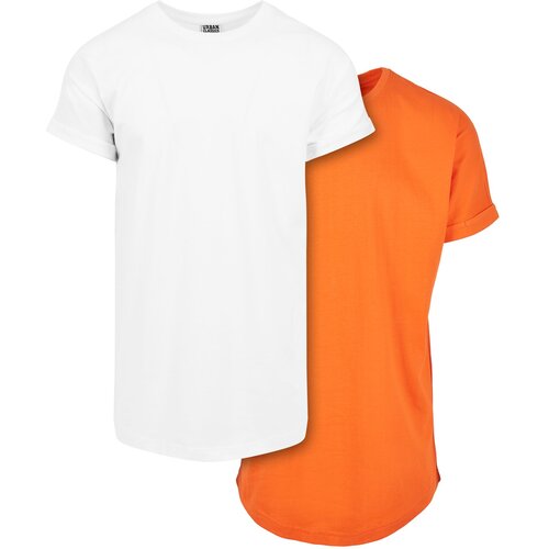 UC Men Pre-Pack Long Shaped Turnup Tee 2-Pack White+Tangerine Slike
