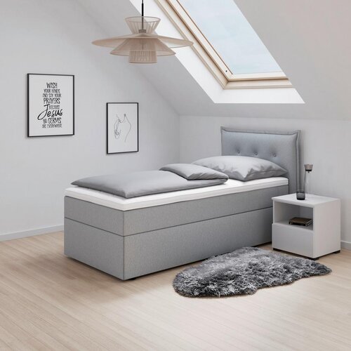Bessagi Home Postelja Z Vzmetnico Polo, Siva, Nadvložek, 90x200 Slike