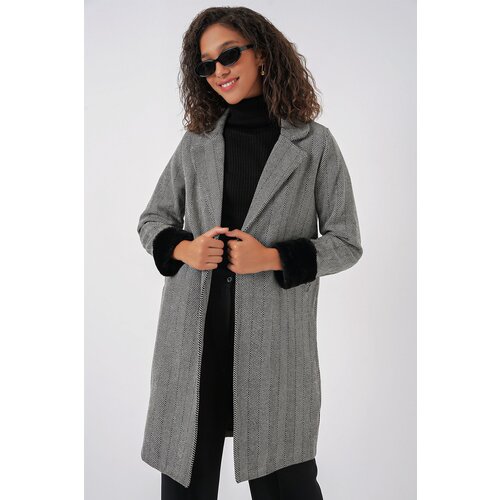 Bigdart 9085 Herringbone Cashmere Coat as D. Black Cene