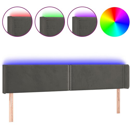 Maison Chic led posteljno vzglavje - vzglavna omarica - nočna omarica temno sivo 163x16x78/88 cm žamet, (21708232) Slike