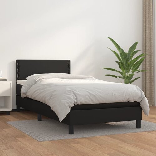 The Living Store Box spring postelja z vzmetnico črna 90x200 cm umetno usnje - Box Spring Postelja, (21520470) Cene
