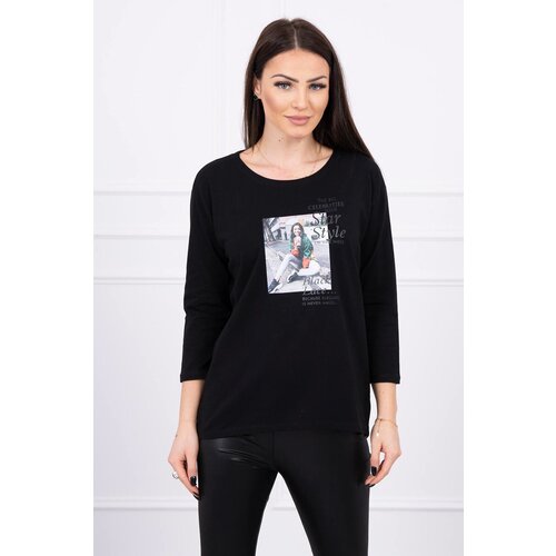 Kesi Blouse with Star Style print black Slike