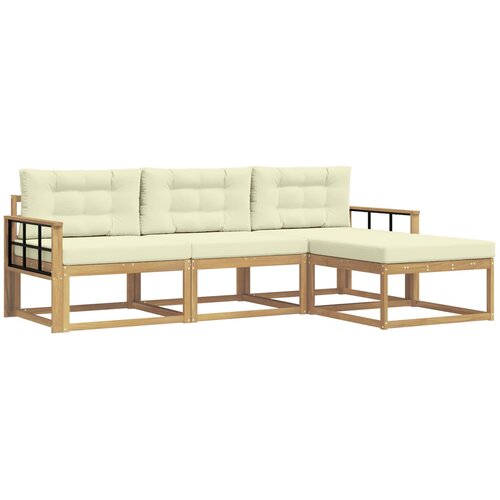 vidaXL Zunanja garnitura za sedenje 4 pcs Bela in krem Poliester, (5000280319) Cene