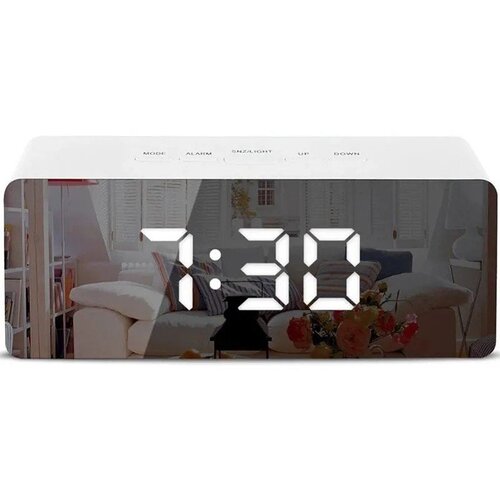  Retoo E227 digitalna LED budilica sa zrcalnim zaslonom &amp;ndash; termometar, kalendar, alarm, USB ili baterije Slike