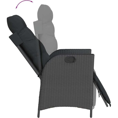  Vrtna garnitura - 7-dijelni vrtni blagovaonski set s jastucima crni od poliratana - Crna Dužina stola 150 cm 6 Slike