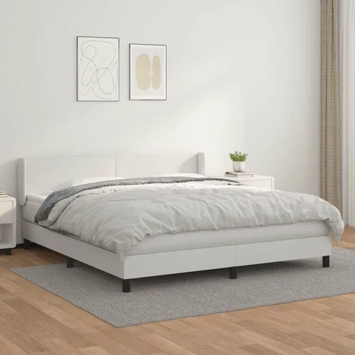  Box spring postelja z vzmetnico bela 180x200 cm umetno usnje, (20790262)