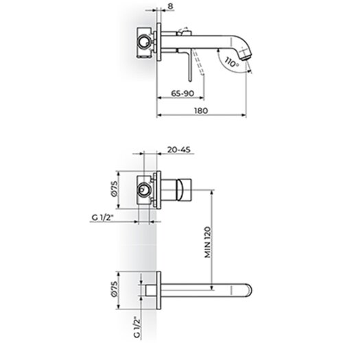 Rosan slavina za lavabo ugradna 2/1 S2 231402B Slike