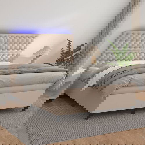  The Living Store Box spring postelja z vzmetnico LED kapučino 140x200 cm - Box Spring Postelja, (21501268) Slike