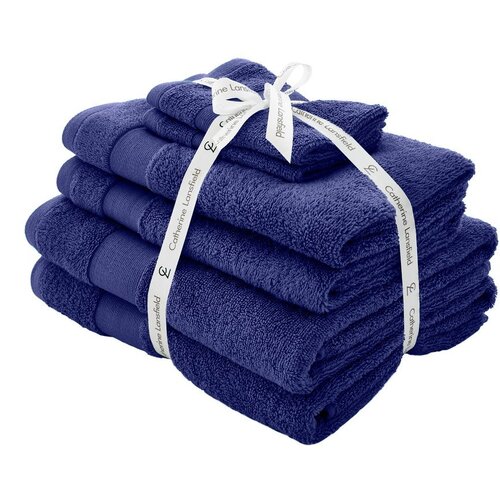 Catherine Lansfield Temno modri frotirni bombažni komplet brisač 6 ks Anti-Bacterial &amp;ndash; Slike
