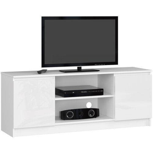 AKORD RTV KABINET 140 cm 2D 1P BELO ACRILIK VISOKI SJAJ, (21713927) Cene