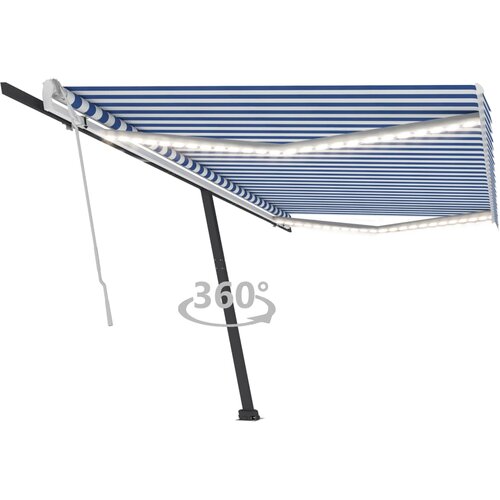 vidaXL Tenda na ručno uvlačenje s LED svjetlom 500x300 cm plavo-bijela Cijene