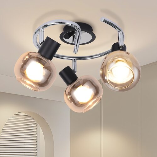 Nettlife Stropna svetilka, reflektor, E14, moderna, dimljena steklena, 3 plameni, vrtljiva za 350°, (22116729) Cene