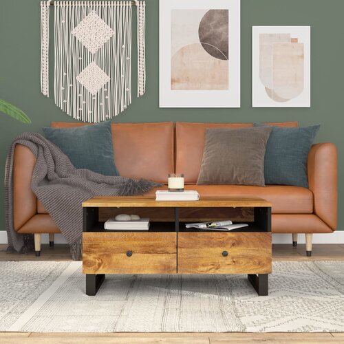 The Living Store Klubska mizica 80x54x40 cm trden mangov les in inženirski les - Klubska Mizica, (21573498) Slike