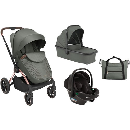 Kikka Boo kolica KARA army green set 3in1 sa tvrdom korpom i autosedi&amp;scaron;tem I-PRIME I-SIZE black Slike