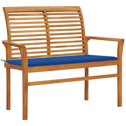 VidaXL Vrtna klop s kraljevsko modro blazino 112 cm trdna tikovina Slike