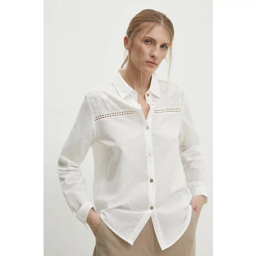 Answear Lab Lanena košulja boja: bijela, regular, s klasičnim ovratnikom