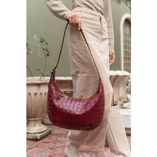 Madamra Burgundy Women's Knitted Patterned Big Bag Cene