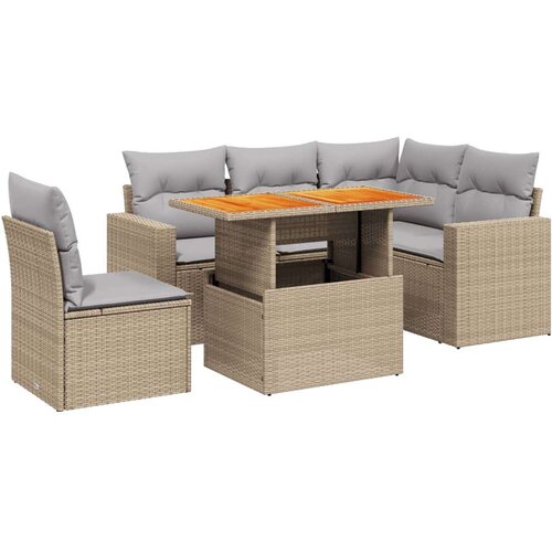 vidaXL 6-dijelni set vrtnih sofa s jastucima bež od poliratana Cijene