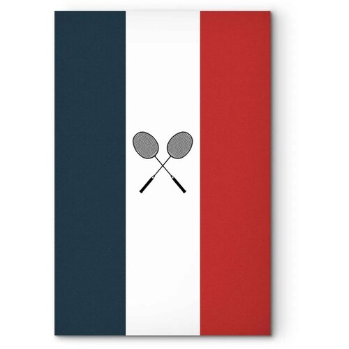  Slika - Black Badminton Rackets Against the Backdrop of the French Flag 40x60 Na talijanskom platnu Slike