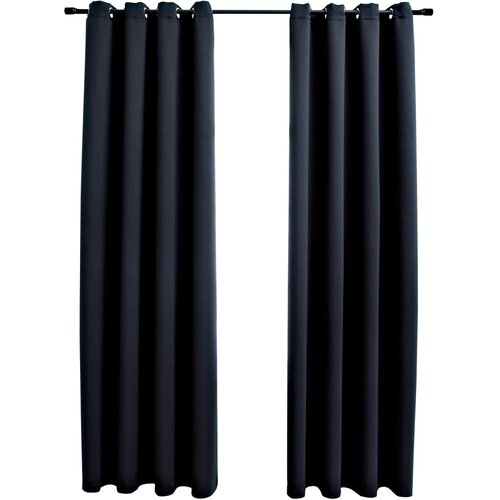 vidaXL Zatemnitvene zavese s kovinskimi obročki 2 kosa črne 140x245 cm, (20767940) Cene