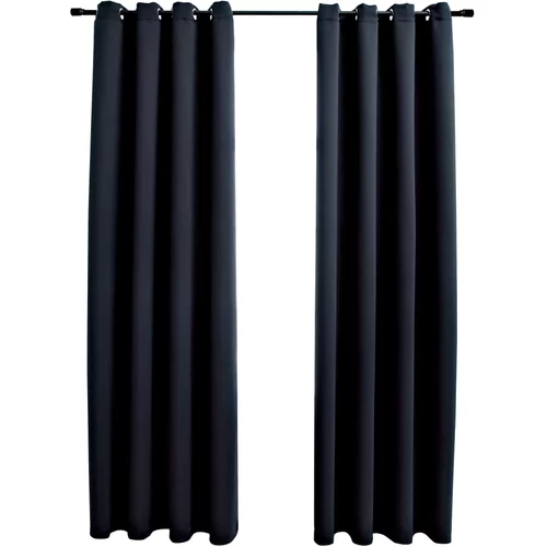 vidaXL Zatemnitvene zavese s kovinskimi obročki 2 kosa črne 140x245 cm, (20767940)