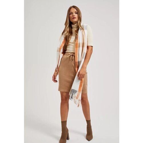 Marisse Orange Checkered Scarf With Fringes Slike