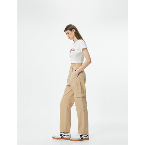 Koton Cargo Jeans Straight Leg Standard Waist Pocket Cotton - Eve Jean Cene