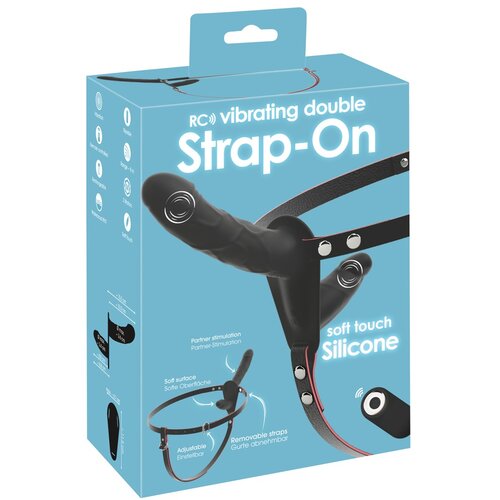 You2Toys RC Vibrating Double Strap-On Black Cene