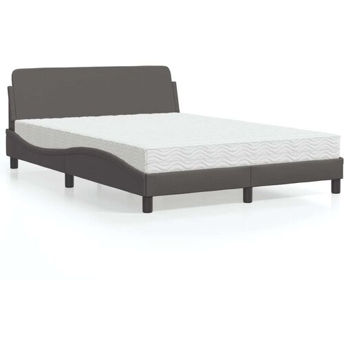 vidaXL Postelja z vzmetnico siva 140x200 cm umetno usnje Cene
