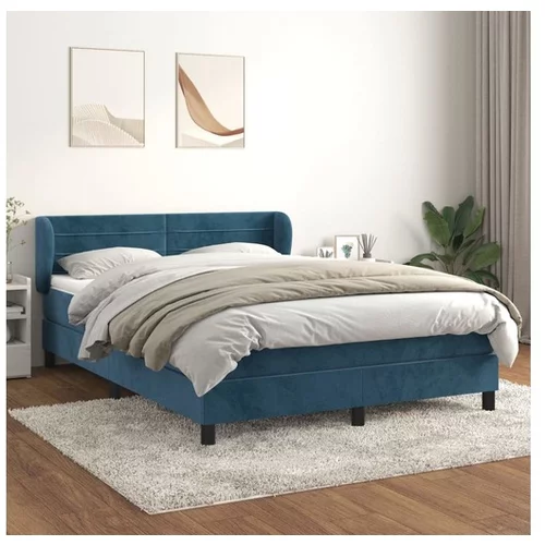 vidaXL Box spring postelja z vzmetnico temno modra 140x200 c