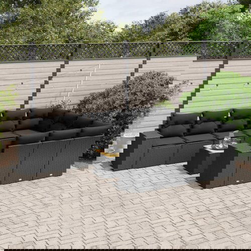 vidaXL 11-dijelni set vrtnih sofa od poliratana s jastucima crni Cijene