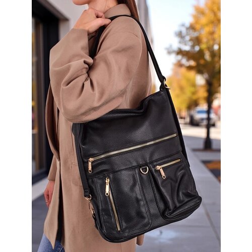 Resti Athena Nero Roma Bag-Backpack - Large Leather Shopper A4, Elegance and Function Slike