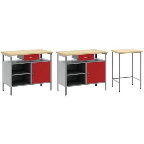  Set radnog stola 3 pcs Crna i Siva Čelik s prahom premazan Slike