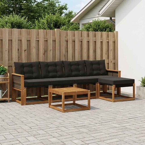  Set vanjskih sofa 6 kom. Prirodna i crna Cijene