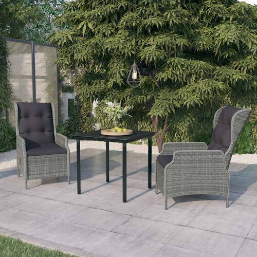  3-dijelni vrtni blagovaonski set svjetlosivi Siva Dužina stola 80 cm Cene