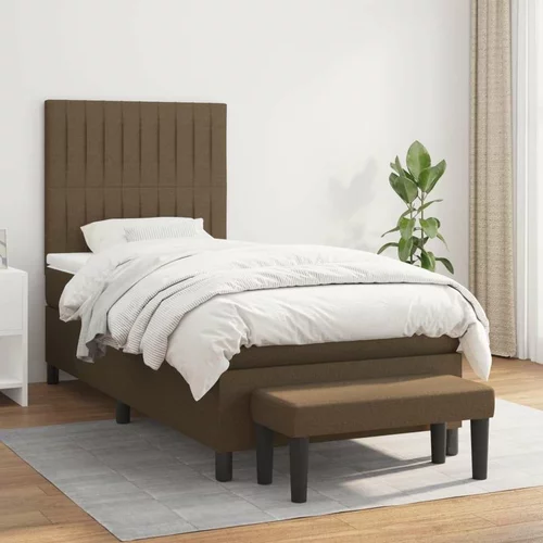  Box spring postelja z vzmetnico temno rjava 80x200 cm blago, (20900624)