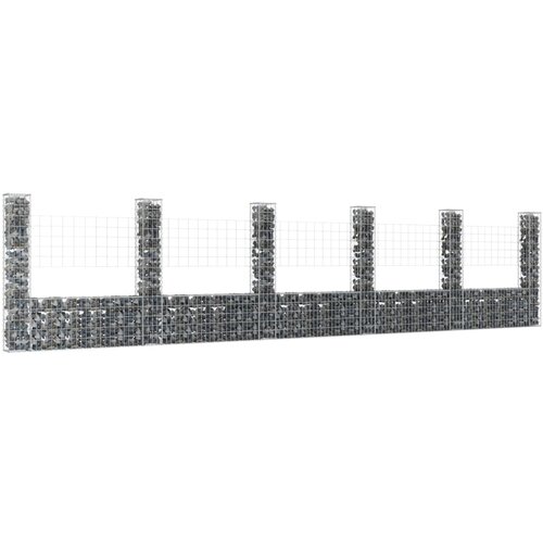 vidaXL Gabion košara U-oblike s 6 stebri železo 620x20x150 cm Cene