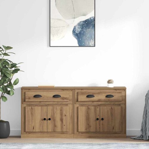 vidaXL Stranske omare 2 pcs Umetni hrast 70 x 35,5 x 67,5 cm Cene