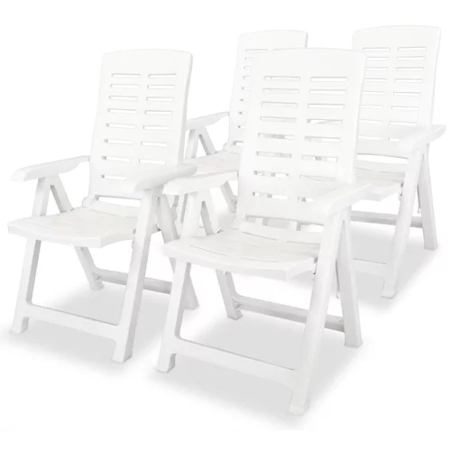 vidaXL Nastavljivi vrtni stoli 4 kosi plastika bele barve