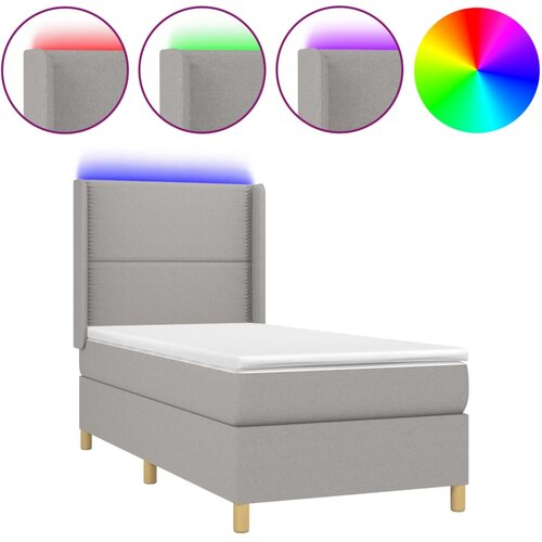 Maison Chic Box spring postelja - Vzmetna postelja z vzmetnico LED svetlo siva 90x190 cm blago SL8807, (21902573) Slike