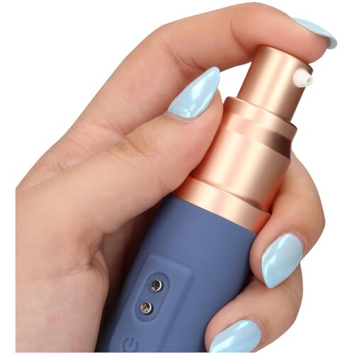 Loveline Travel - punjivi vibrator s držačem lubrikanta (pastelno plava) Slike