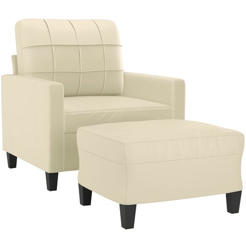 Fotelja s tabureom krem 60 cm od umjetne kože Slike
