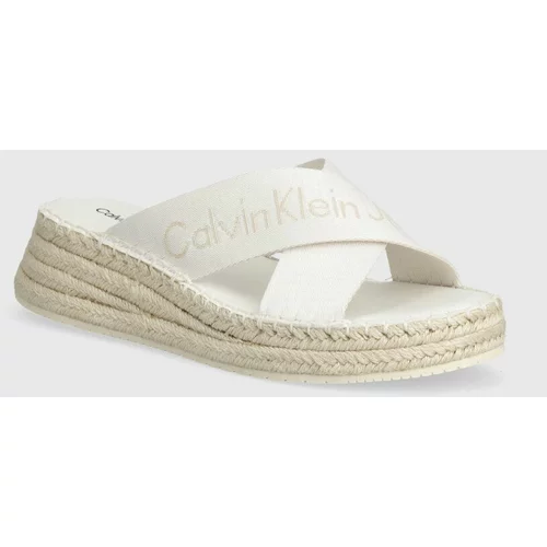 Calvin Klein Jeans Natikači SPORTY WEDGE ROPE SANDAL MR ženski, bela barva, YW0YW01364