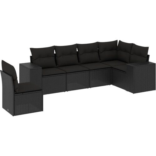 vidaXL 6-dijelni set vrtnih sofa s jastucima crni od poliratana Cijene