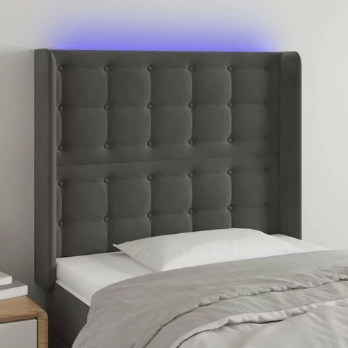  LED posteljno vzglavje temno sivo 93x16x118/128 cm žamet, (20793647)