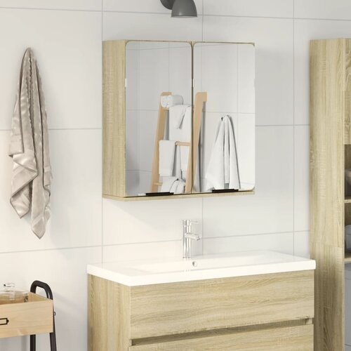 vidaXL Kupaonski ormarić s ogledalom boja hrasta 64,5x20x66,5 cm drvo Cijene