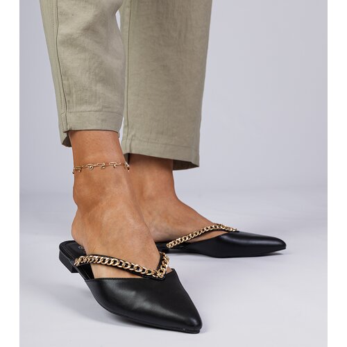 D/CEO marka niezdefiniowana Black elegant slides decorated with a chain Gerita Cene